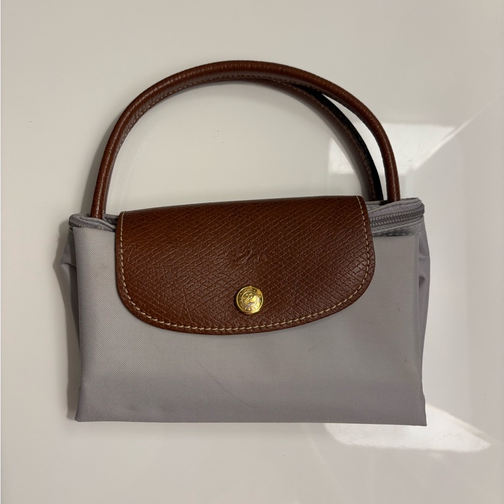 Longchamp Mini Bag Gray and Brown Structured Design
